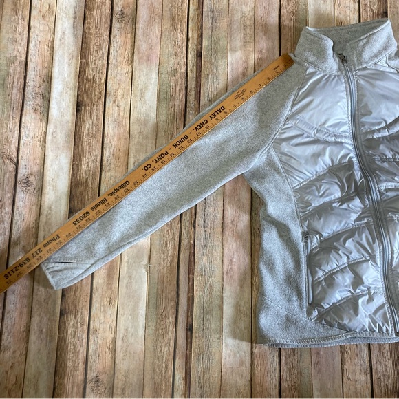 London Fog Silver Zip Up Down Puffer Jacket Quilted Women’s Size L Zip Pockets - Picture 5 of 12